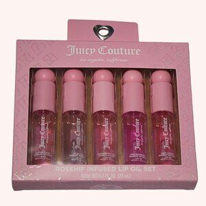 NEW Juicy Couture 5 Pc Rosehip Infused Lip Oil Set Hydrating Gloss Gift Makeup